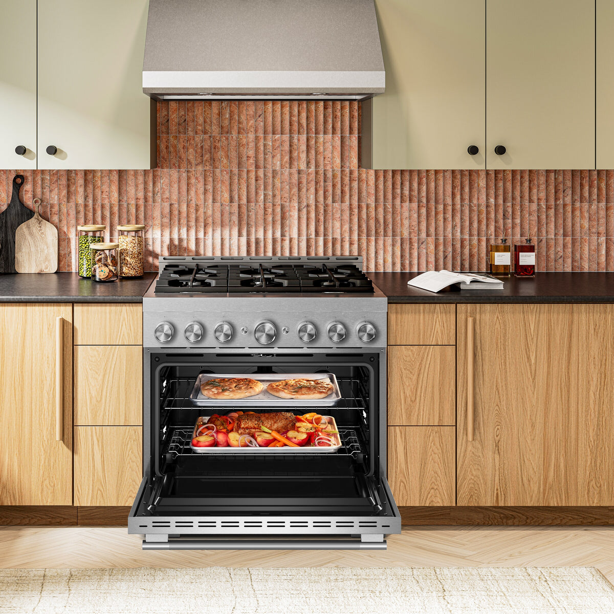 KitchenAid® 36-Inch 6 Burner Commercial-Style Gas Range with No Preheat Air Fry Mode