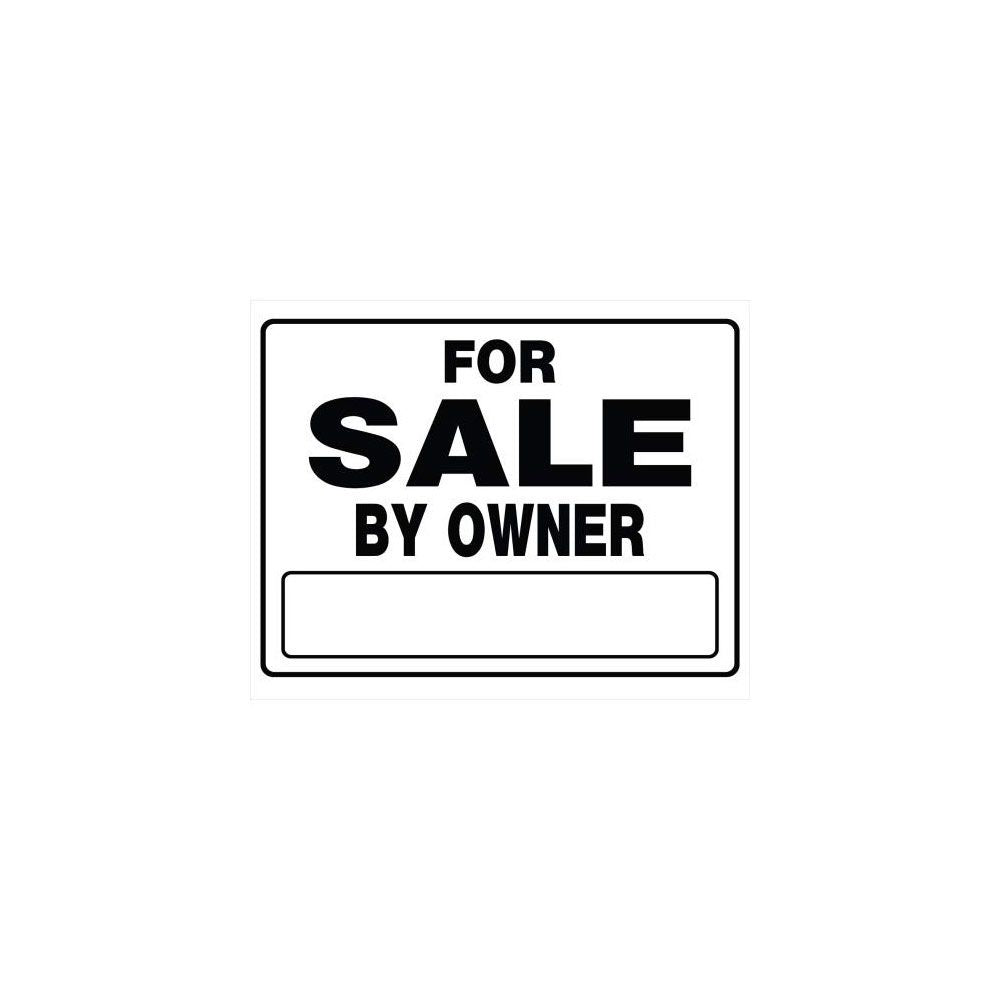 White and black durable For Sale By Owner sign with blank space, suitable for outdoor home improvement and hardware use