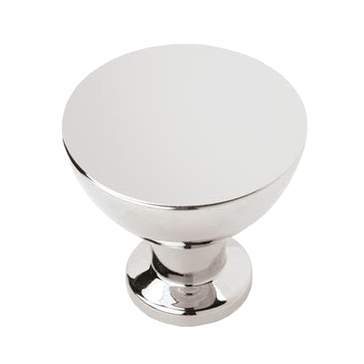Polished chrome cabinet knob with a sleek round design, part of hardware and furniture accessories collections