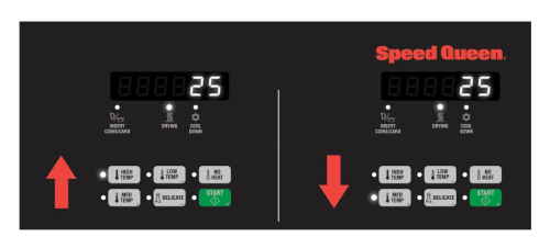 Digital control panels for commercial electric stack dryers with multiple temperature and cycle settings in dryers collection