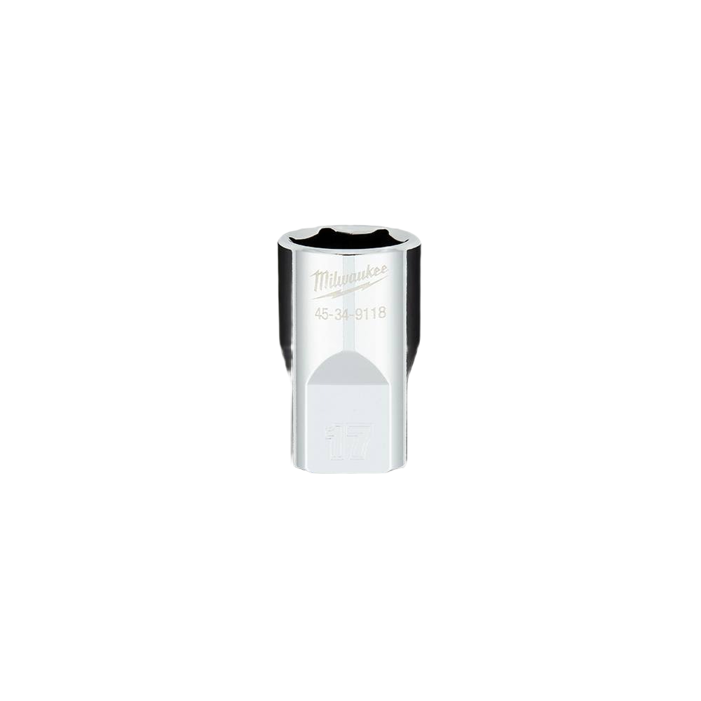 Polished chrome 17-mm standard socket with FOUR FLAT™ sides designed for home improvement tool use