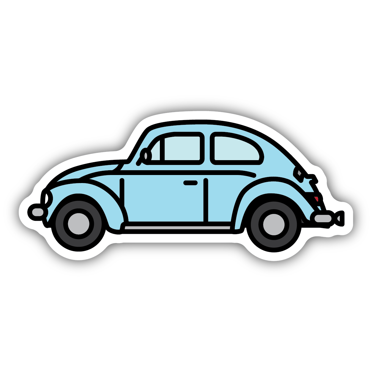 Blue VW Bug car sticker with clean lines and simple detailing for decorative use on vehicles or accessories