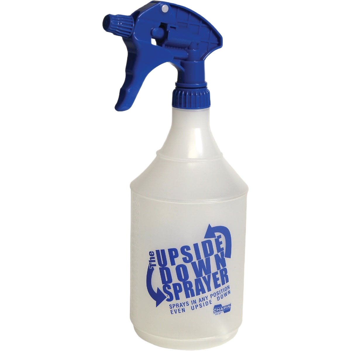 White plastic hand sprayer with blue adjustable nozzle and ergonomic trigger for cleaning supplies under fifty dollars