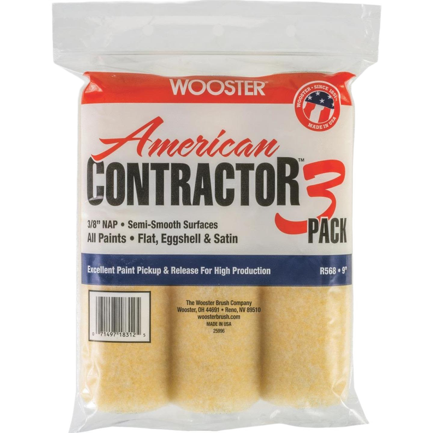 Three-pack of 9-inch contractor nap covers for semi-smooth surfaces in paint supplies and home improvement collections
