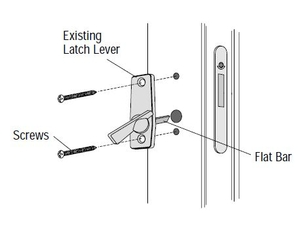 White gliding patio door thumb latch with flat bar and screws for Doors & Windows and Window & Door Accessories under $50