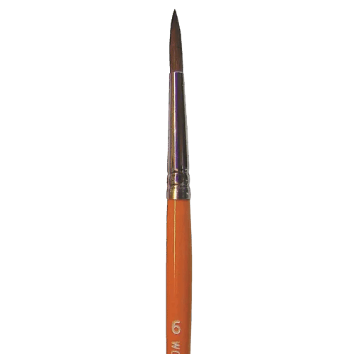 Round watercolor brush with fine camel hair bristles and orange wooden handle for painting supplies under $50 collections