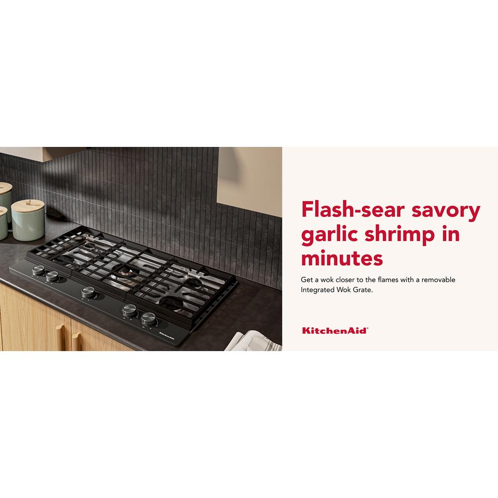 KitchenAid® 36 in. Gas Cooktop with 5 Burners and Integrated Wok Grate