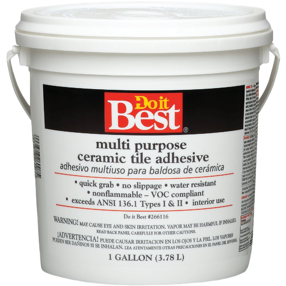1-gallon container of off-white ceramic tile adhesive with water resistance for flooring and home improvement applications under fifty dollars