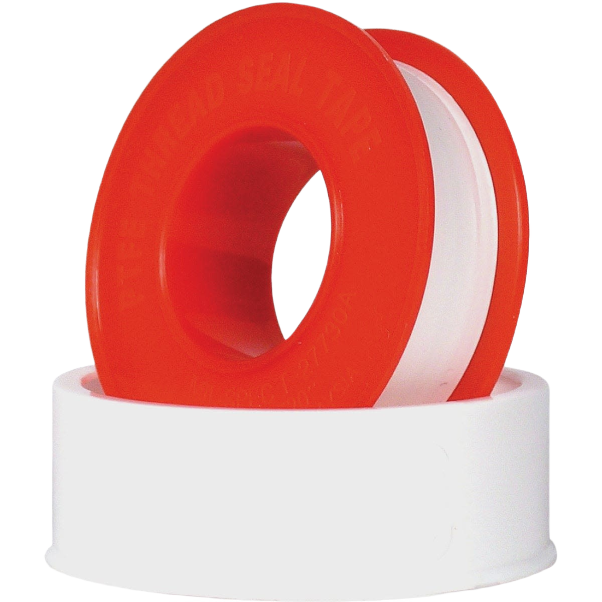 White PTFE sealing tape on red plastic spool for plumbing and home improvement applications under $50