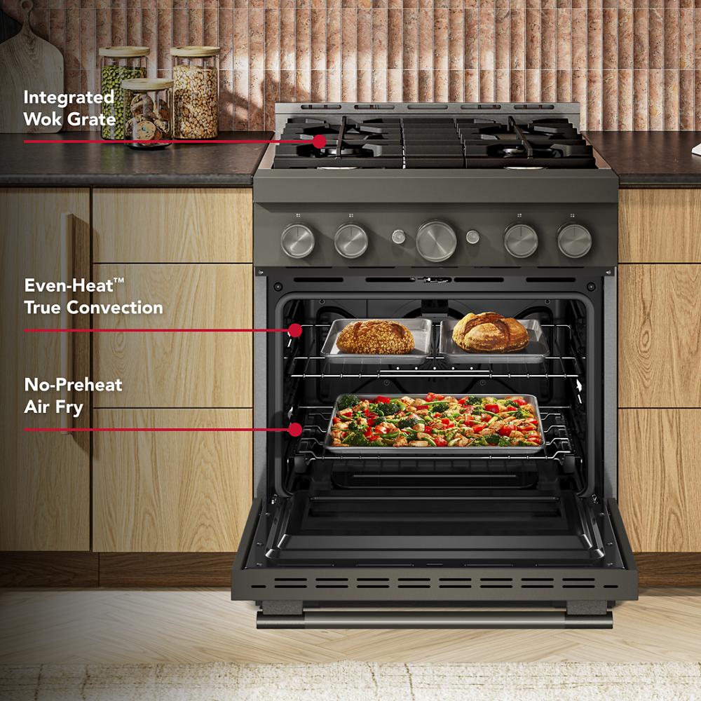 KitchenAid® 30-Inch 4 Burner Commercial-Style Gas Range with No Preheat Air Fry Mode