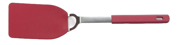 Small red nylon spatula with flexible head and ergonomic handle for kitchen and home improvement tasks