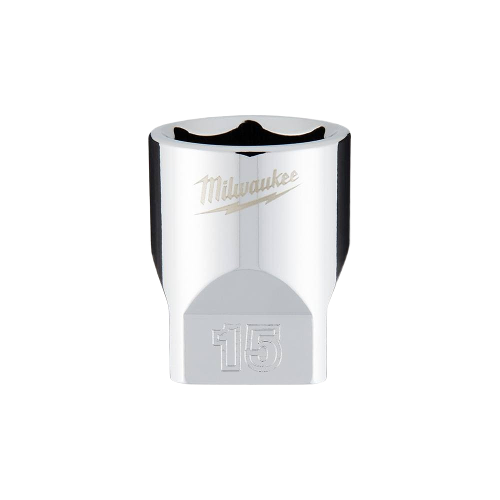15 mm chrome socket with four flat sides for stable grip in hand tools and woodworking sets under $50 collections