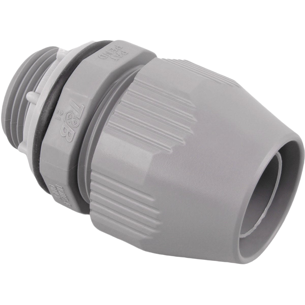 Gray flexible non-metallic conduit connector with threaded ends for electrical and conduit fittings under $50 collections