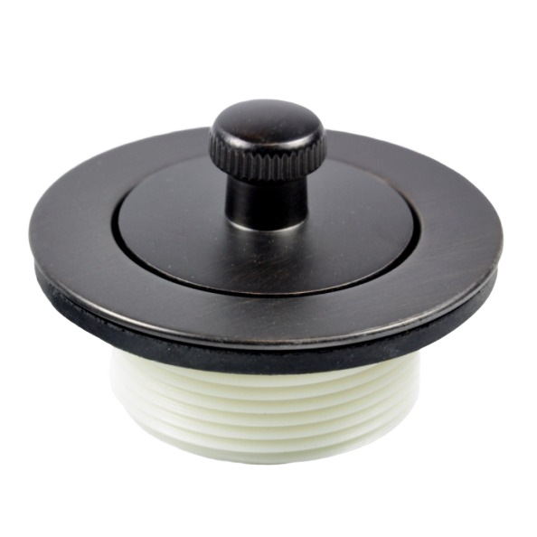 Oil rubbed bronze lift and turn tub drain trim with threaded white base for home improvement tools and bathroom upgrades