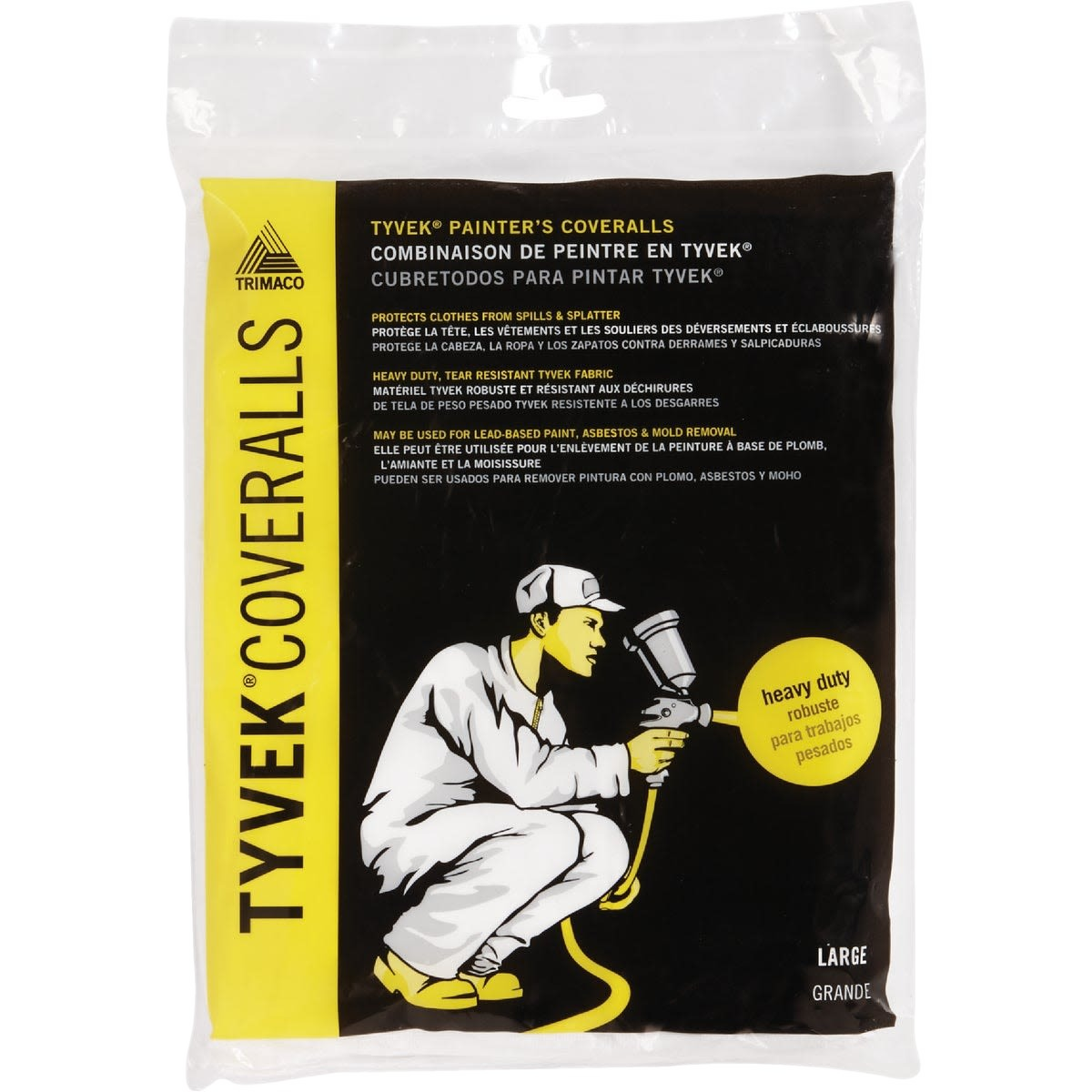 Package of heavy-duty white Tyvek painter’s coveralls in large size for home improvement and painting projects under $50