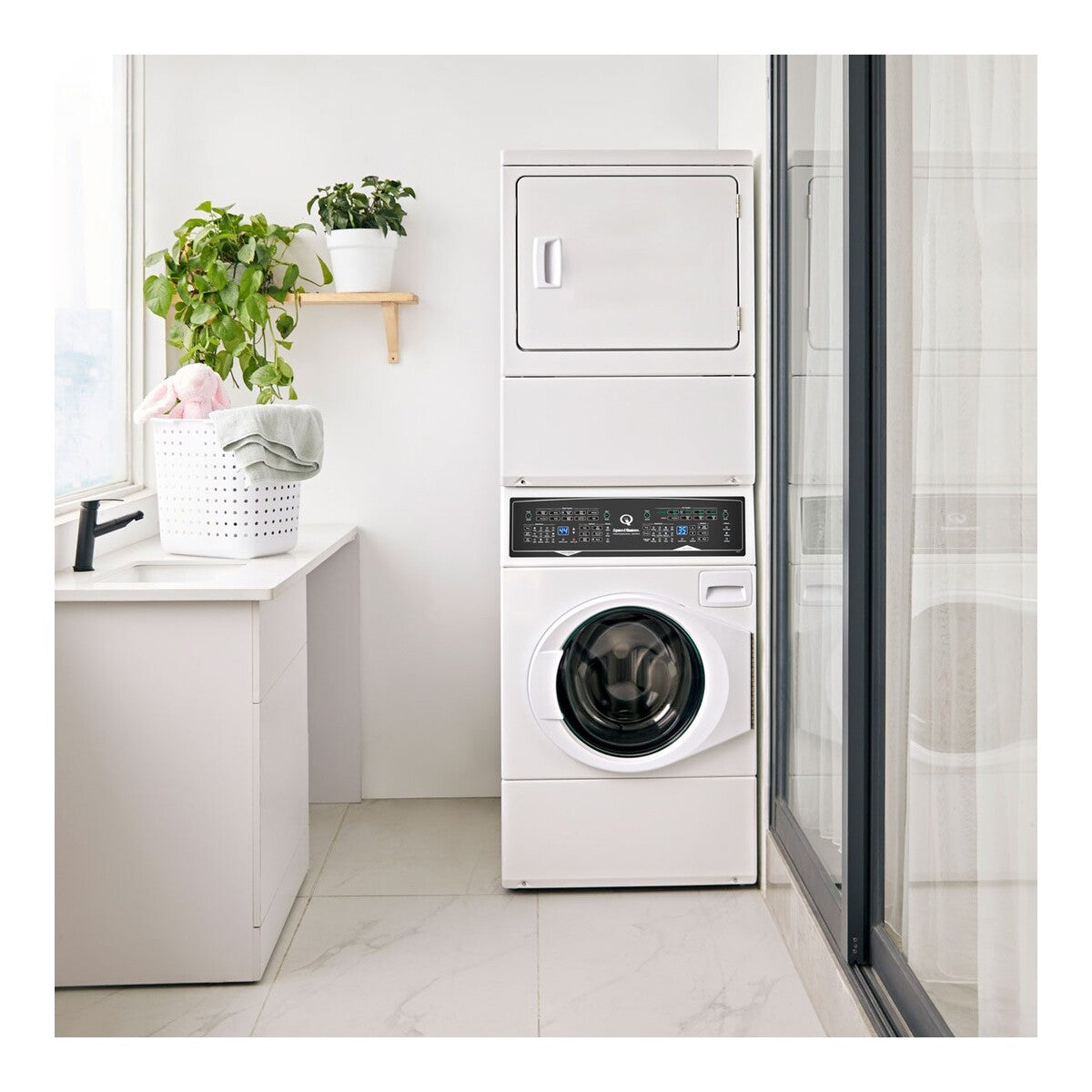 Speed Queen SF7 27 in. 3.5/7.0 Cu. Ft. Stacked Washer & Electric Dryer, White SF7008WE
