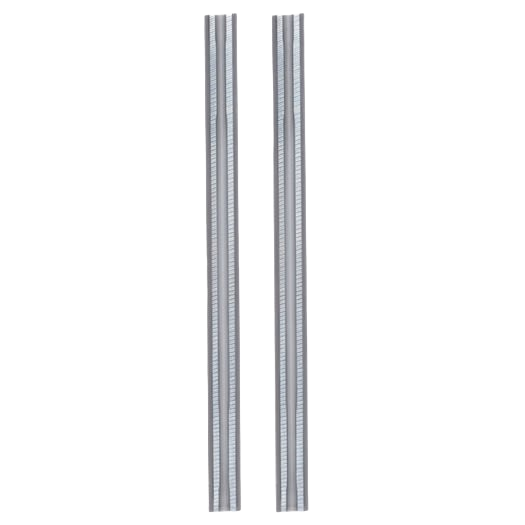Pair of silver mini-micrograin carbide planer blades for woodworking tool accessories and home improvement projects