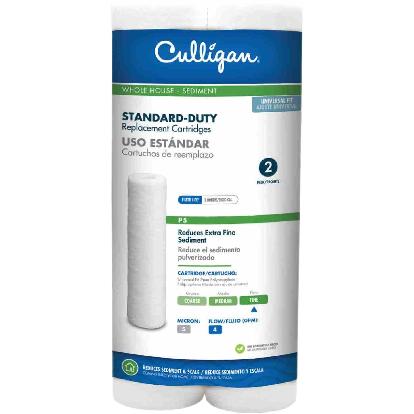 White standard-duty replacement sediment filter cartridges for whole house water filtration systems in home improvement use