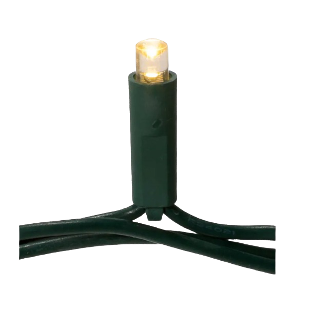 Single warm white LED light on green wire for festive Christmas decoration and home improvement use