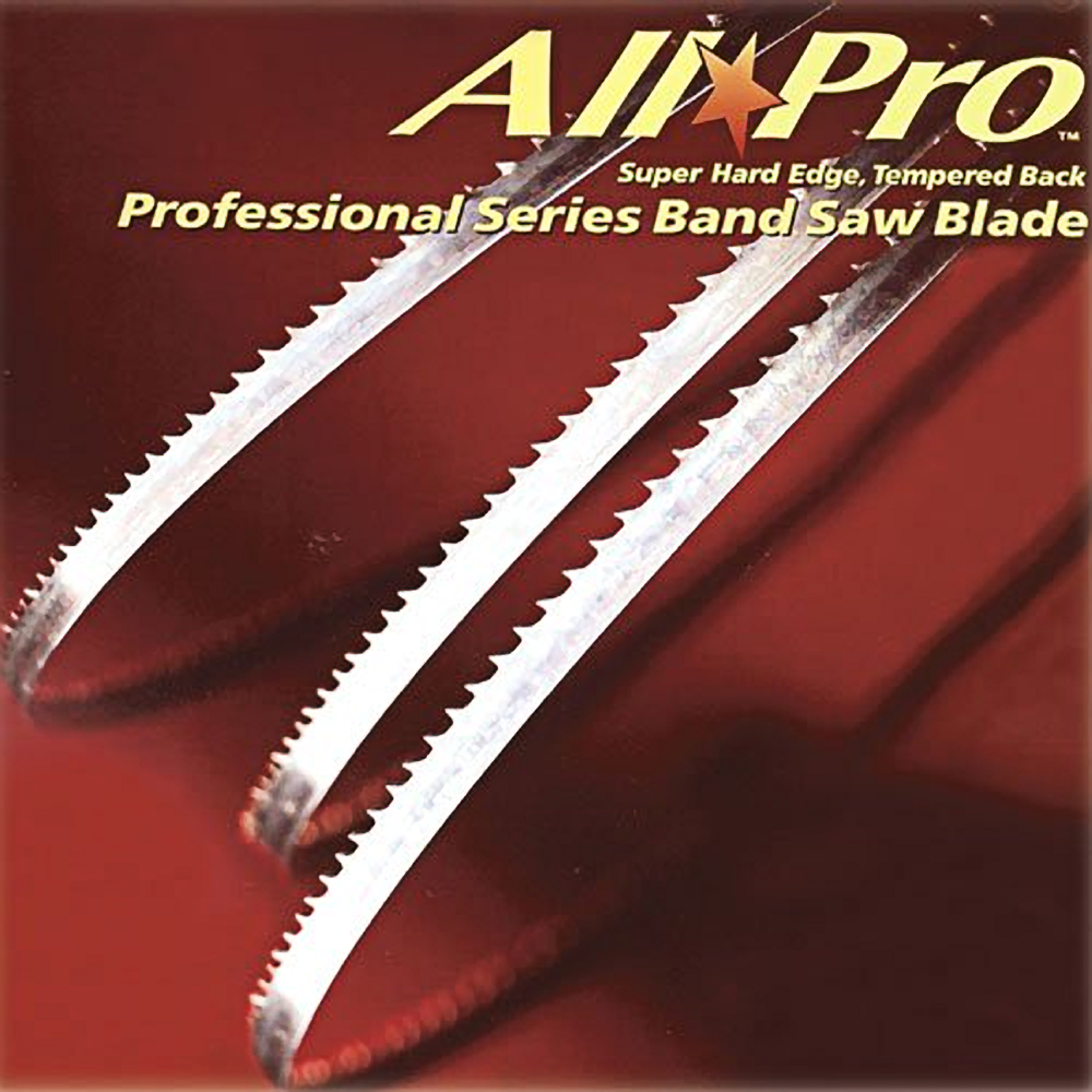 Close-up of sharp professional band saw blades with hardened edges for woodworking and tool accessories collections