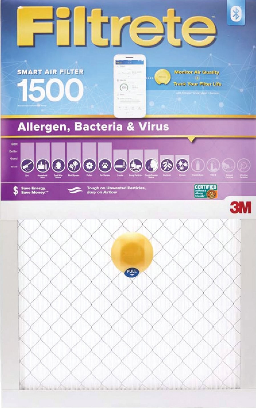 Filtretre smart air filter capturing allergens, bacteria, and viruses for heating and cooling under $100 in home improvement.