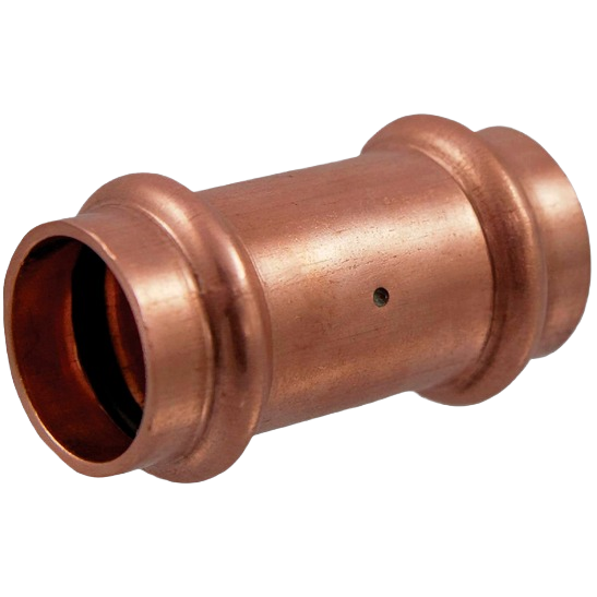 Copper press coupling fitting with stop for plumbing use in pipes and fittings and copper pipe collections under $50