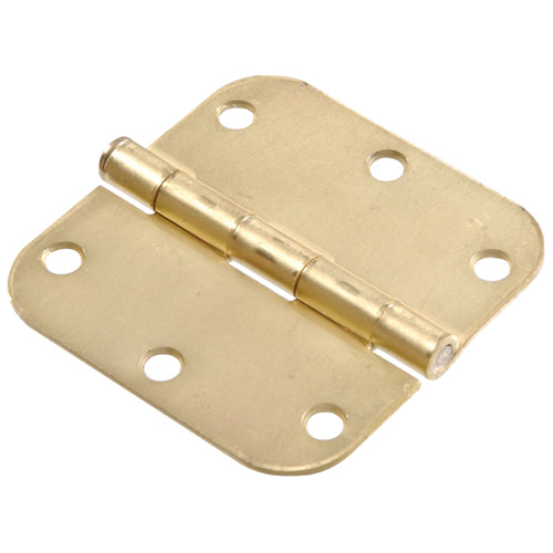 Satin brass corner door hinge with removable pin, ideal for home improvement in hardware and door hinges collection