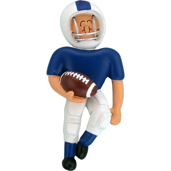 Blue and white football player figurine holding ball from Christmas Ornaments & Tree Decorations collection