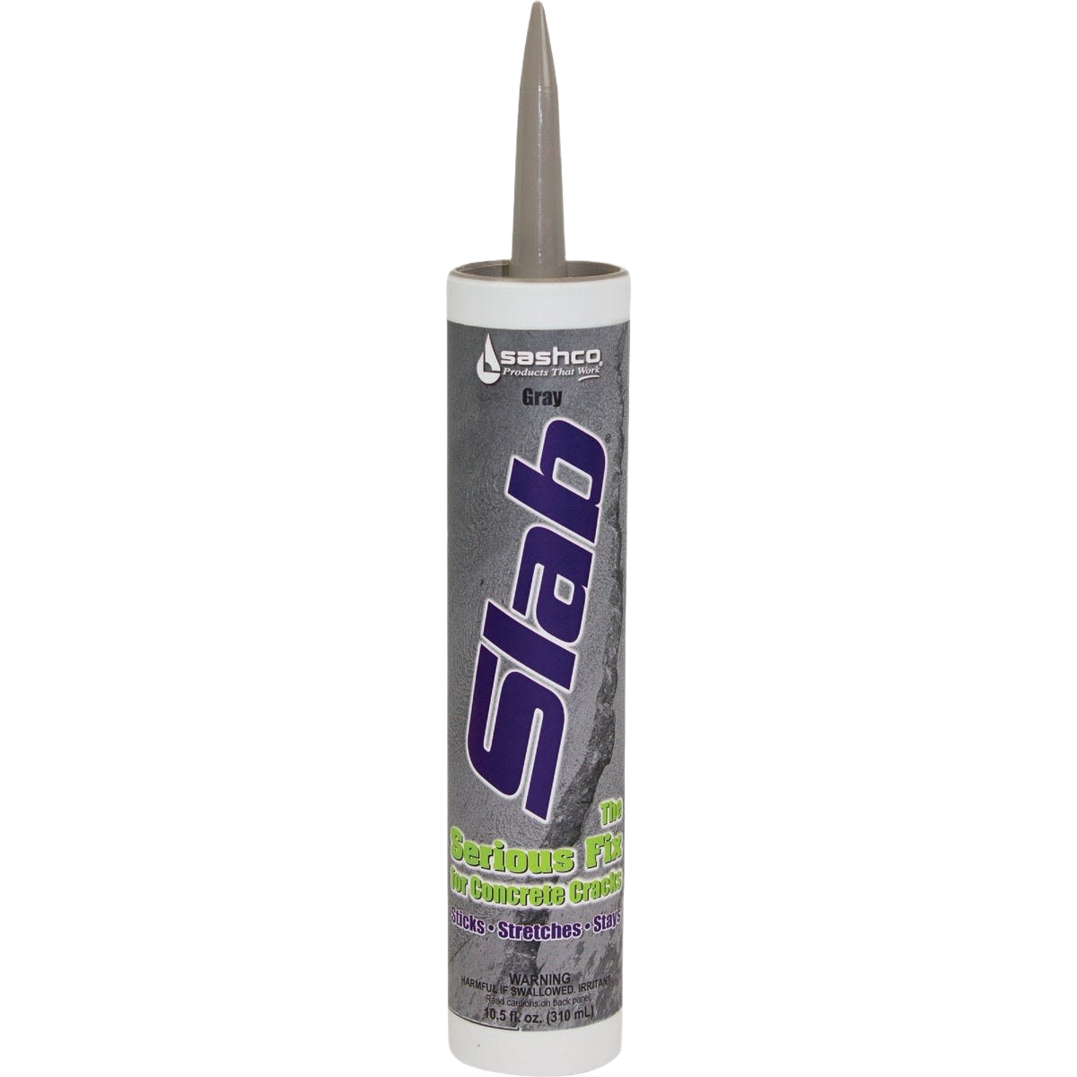 Gray repair sealant cartridge for concrete cracks with applicator nozzle for home improvement use