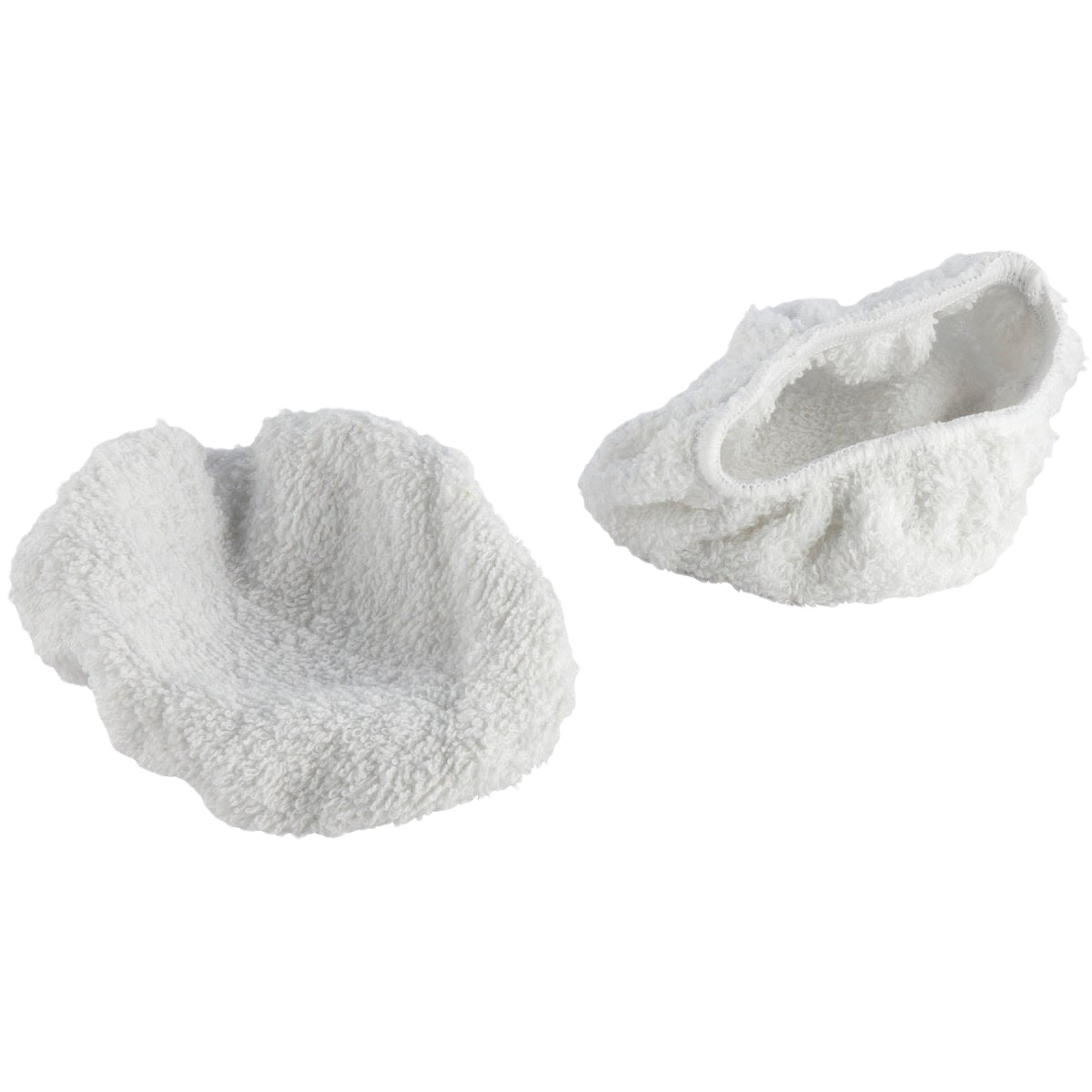 Two white washable cotton polishing bonnets for automotive sanding and finishing tasks under $50 collections