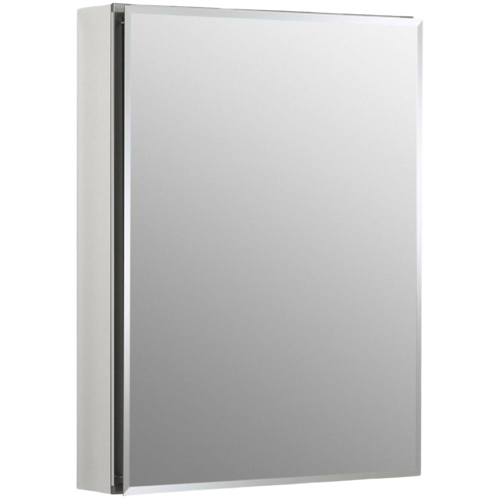 Aluminum framed single door medicine cabinet with mirrored front for bathroom storage and home improvement use
