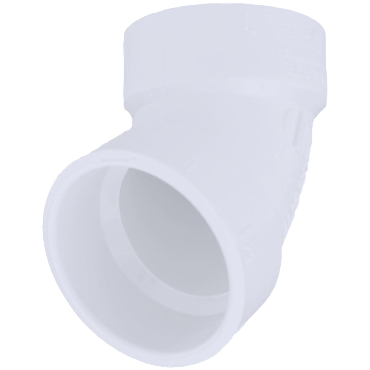 White PVC elbow fitting with 60-degree angle for plumbing in Pipes & Fittings and Home Improvement under $50 collections