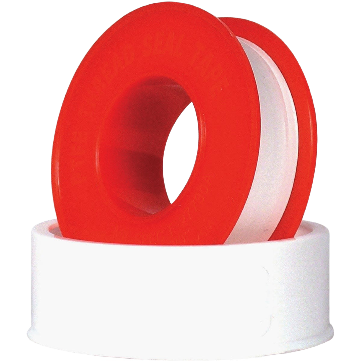 White PTFE thread seal tape with red spool for plumbing and home improvement applications under 50 dollars