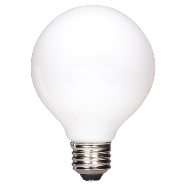 White globe LED light bulb with medium screw base for energy-efficient lighting in home improvement collections
