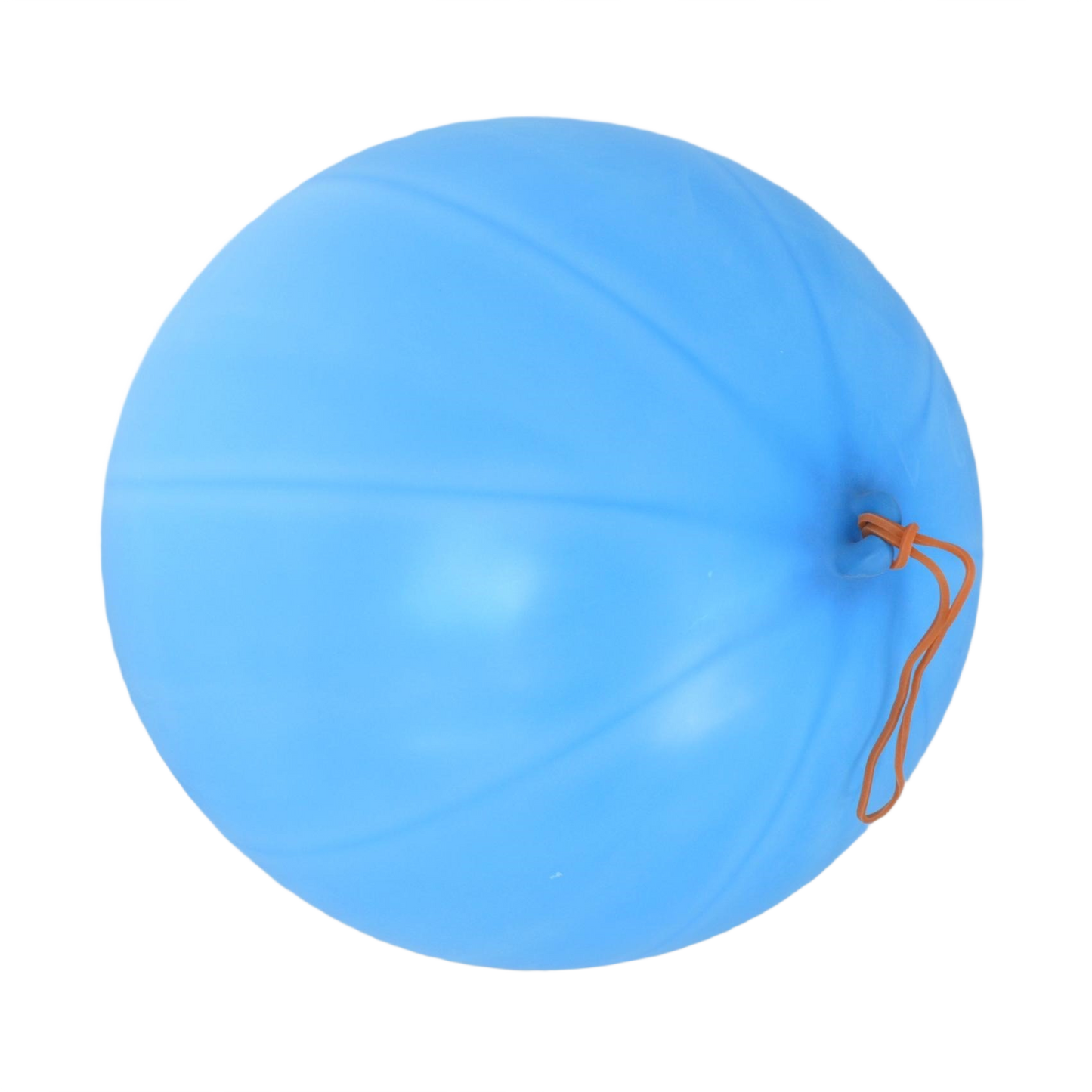 Bright blue elastic punch balloon with orange pull-string for inflatable party fun and games