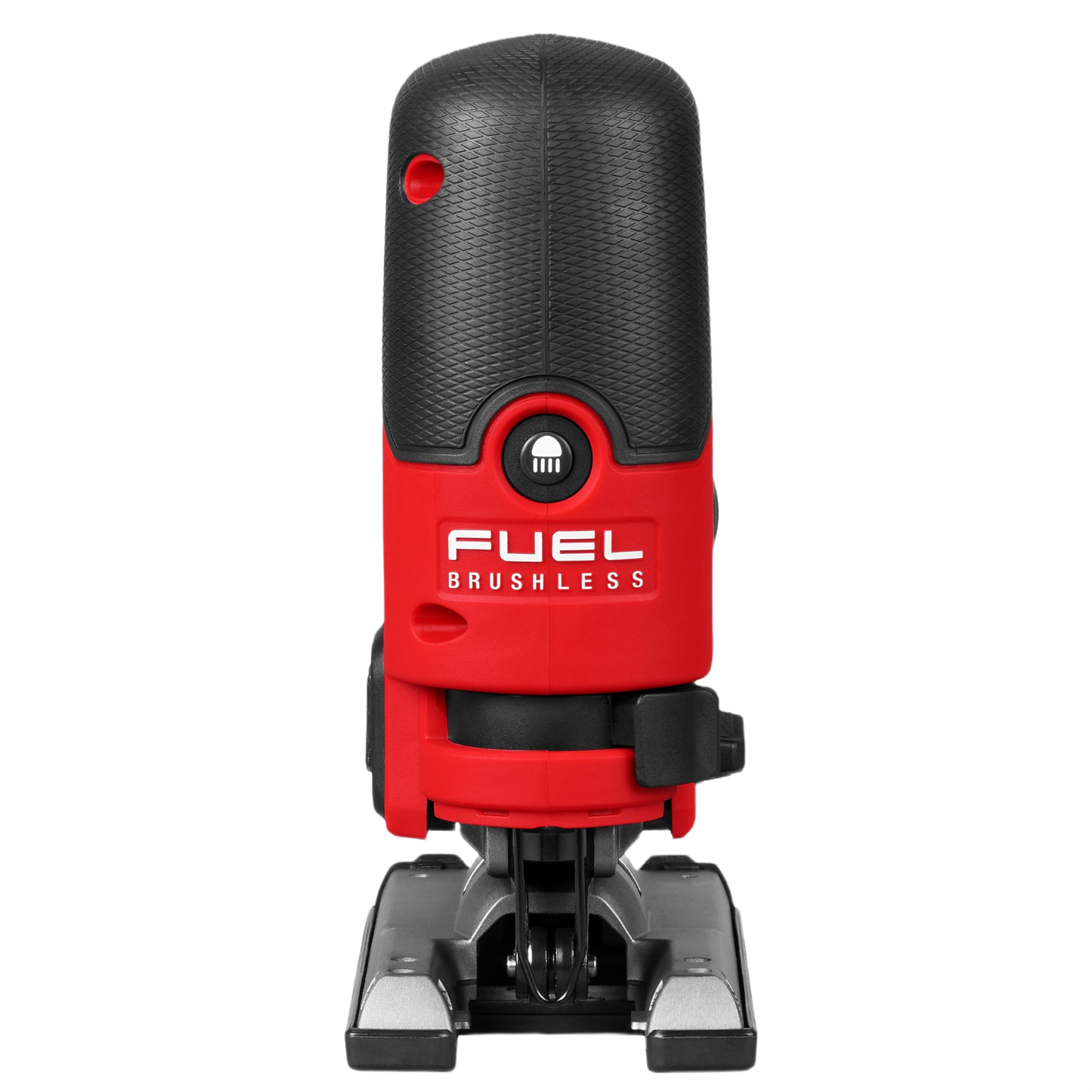 Red and black compact brushless cordless jigsaw for precise cutting in home improvement projects