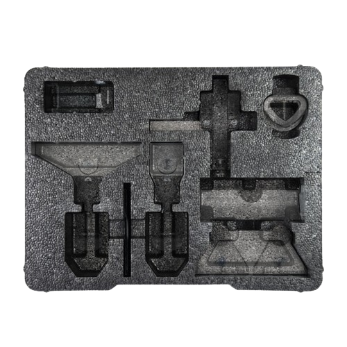 Black foam insert with custom compartments designed to organize hand tools for home improvement projects