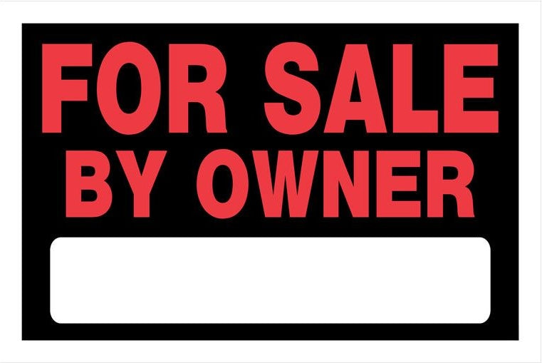 Black and red For Sale By Owner sign with blank white space, suitable for home improvement and hardware use