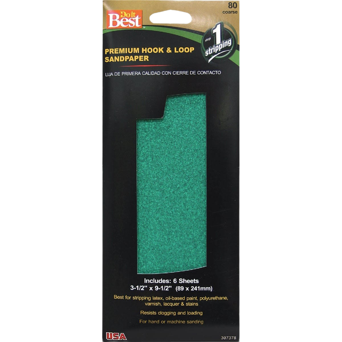 Six-pack of coarse hook and loop sandpaper sheets for paint stripping in sandpaper and paint supplies collections under $50