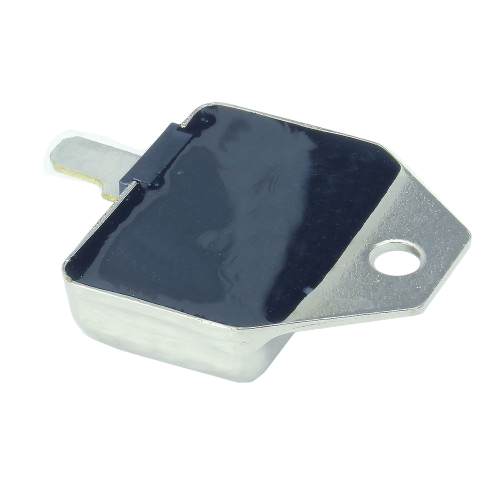 Metal ignition module with black top surface and mounting hole for automotive and John Deere engine parts collections