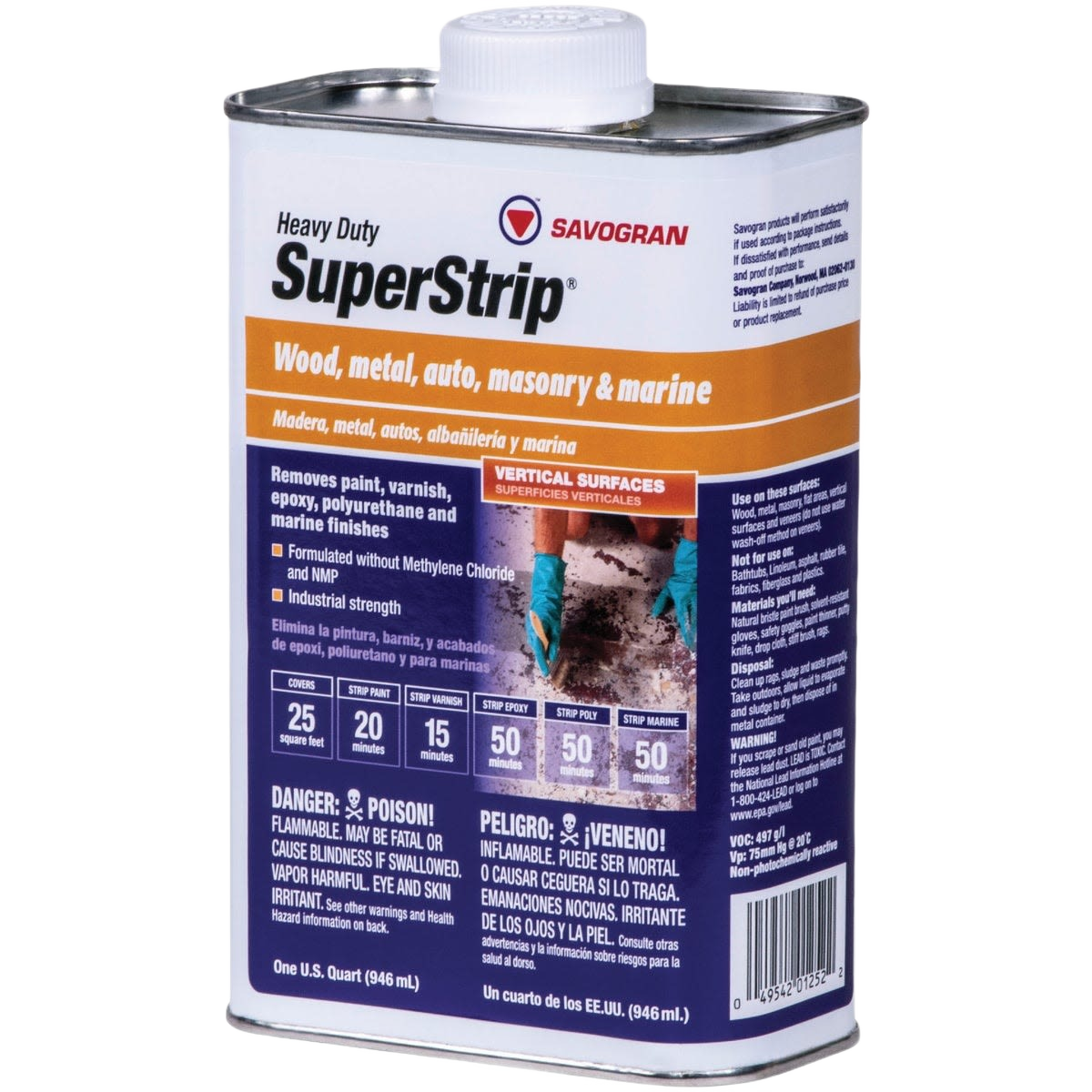 Quart container of methylene chloride-free paint and varnish stripper for wood, metal, and marine uses in Paint & Supplies