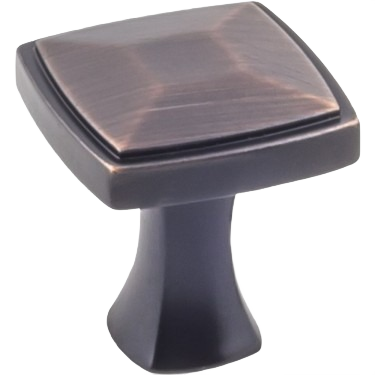 Square cabinet knob with brushed oil rubbed bronze finish for furniture hardware and home improvement collections