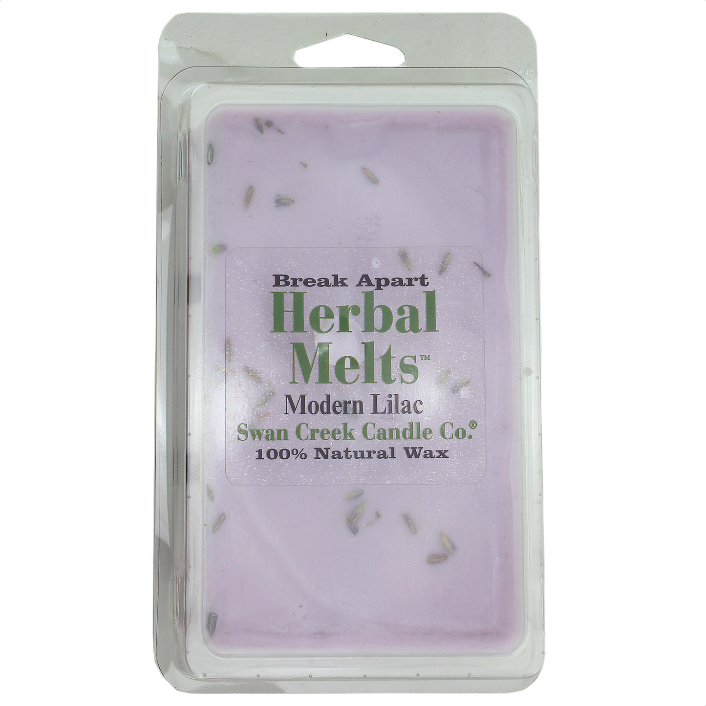 Pack of natural lavender-colored herbal wax melts with visible dried botanical pieces for home decor and accents under $50