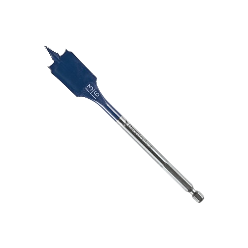 Standard spade drill bit with hex shank designed for fast clean holes in wood for tools and home improvement projects