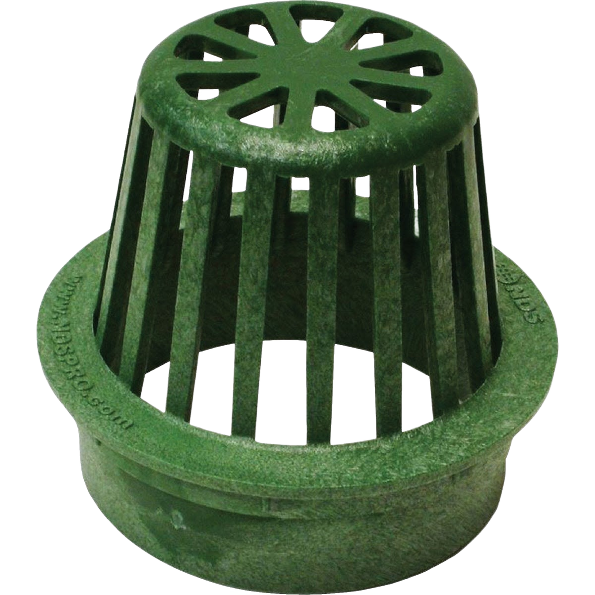 Green structural foam polyethylene drain grate designed for 4-inch pipes in plumbing repair and home improvement projects