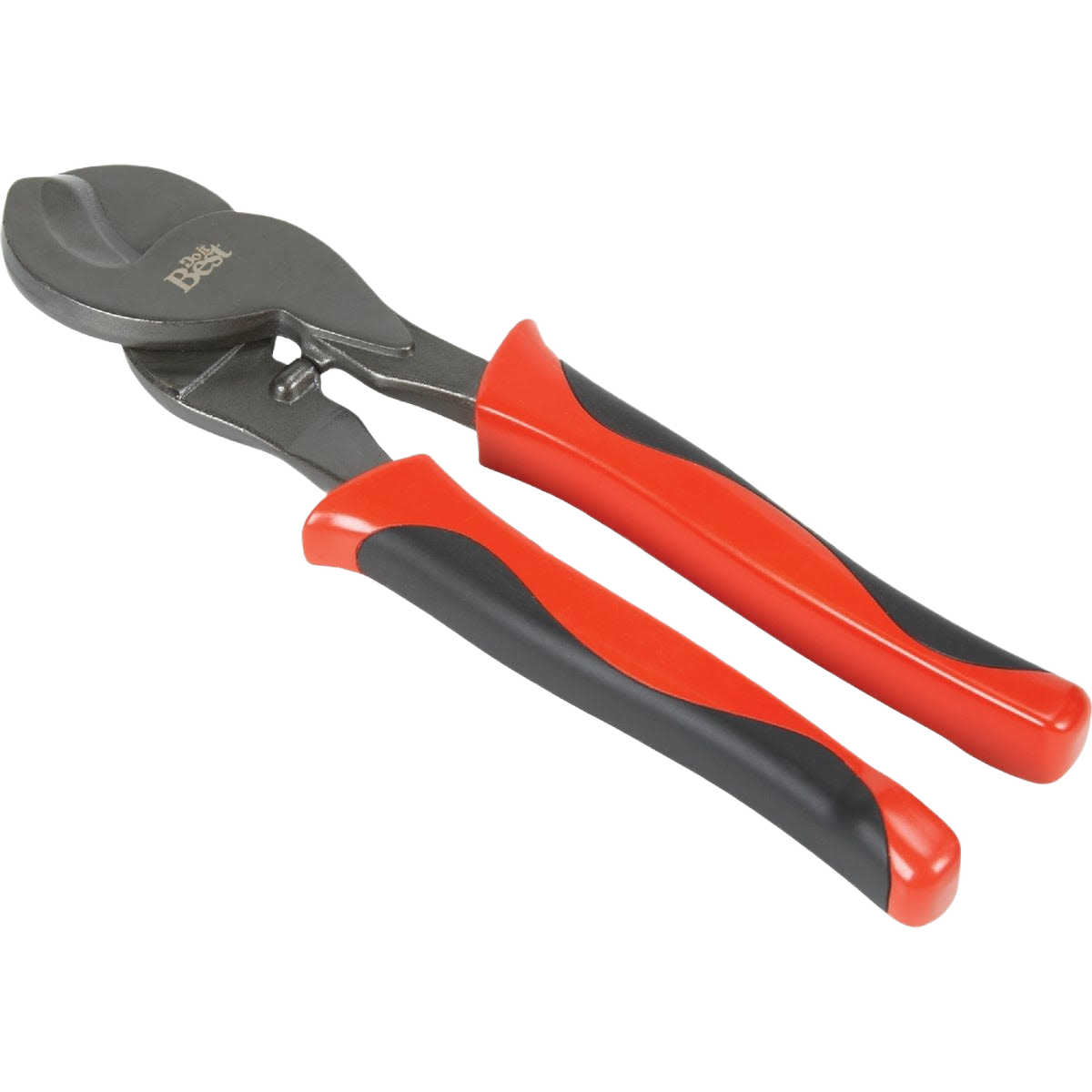 Red and black-handled 10-inch cable cutter tool designed for heavy-duty wire cutting in home improvement tasks