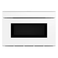 White microwave drawer with black window and modern design in microwave drawers and kitchen appliances collection