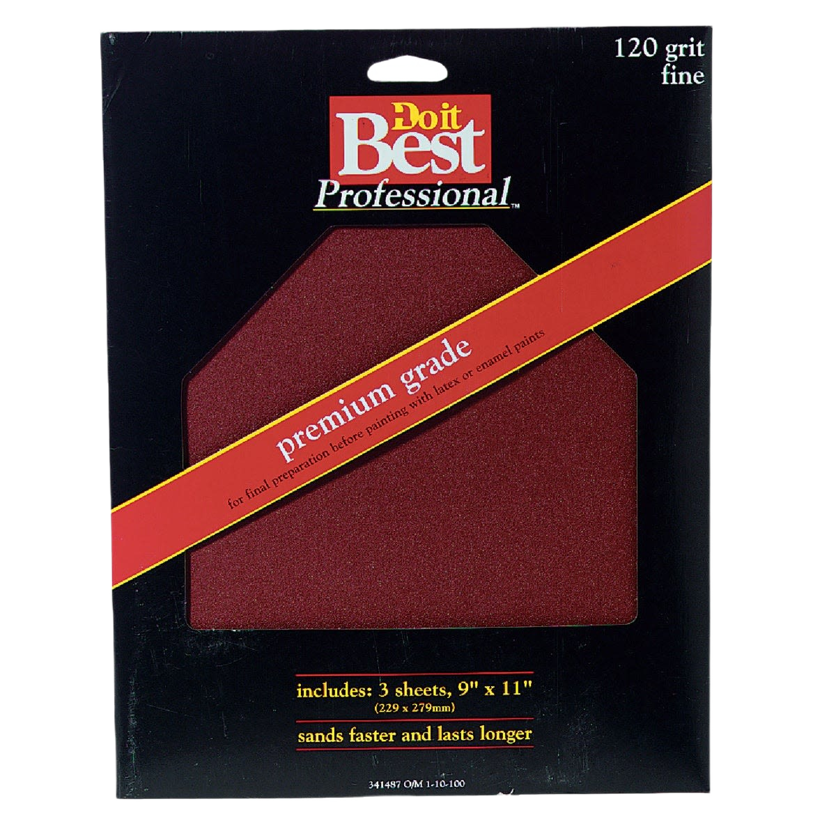 Package of 120-grit fine sandpaper sheets for painting and repairs in sandpaper and paint supplies collections