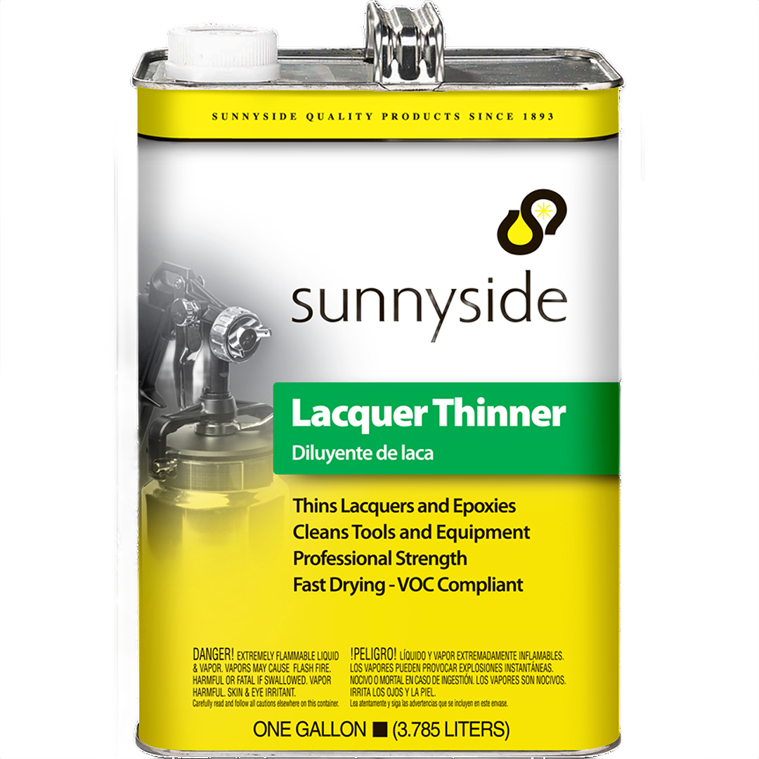 One gallon of Sunnyside lacquer thinner for thinning lacquers and epoxies in paint and supplies collection.