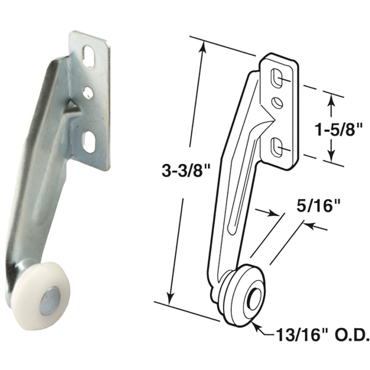 Steel rear drawer roller bracket with white nylon wheel for quiet furniture hardware and cabinet accessories under $50 collection